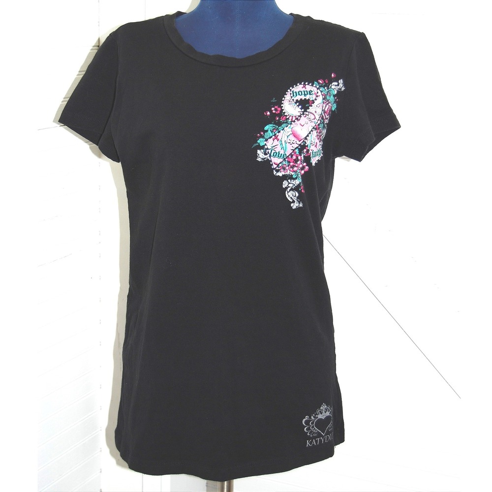 Vintage Katydid t-shirt Women's Large Y2K Breast Cancer‎ awareness black shirt